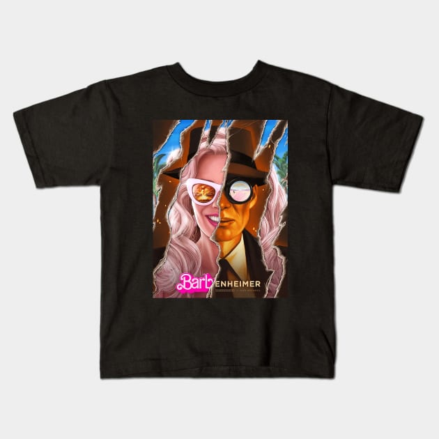 barbie oppenheimer Movie 2023 Kids T-Shirt by fatkahstore